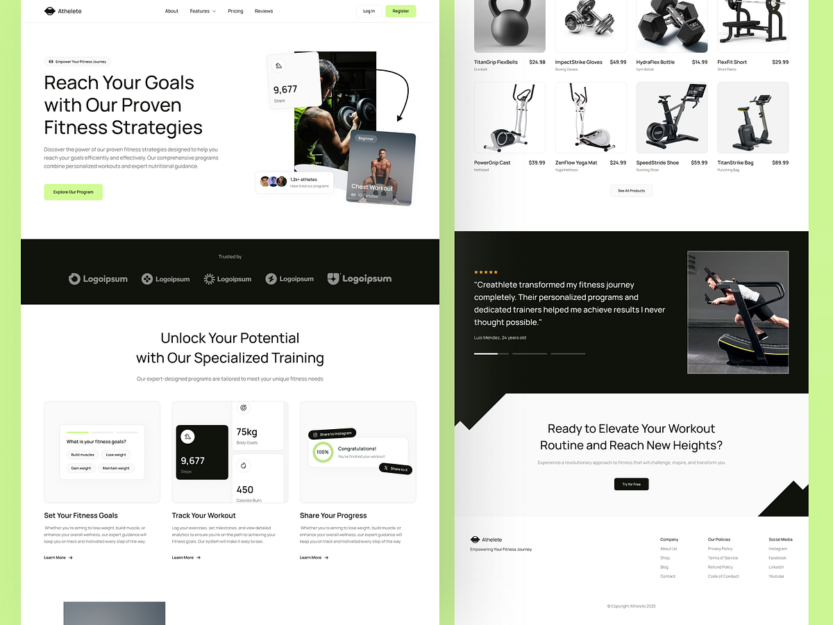 Fitness Training & Equipment E-Commerce Website Design Image 1