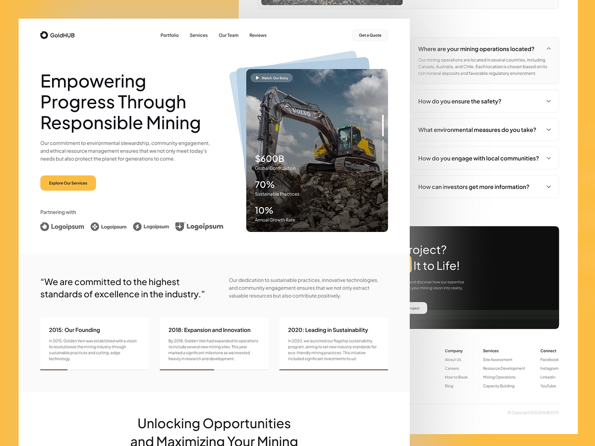 GoldHub – Mining Industry Website Design for Industrial Services