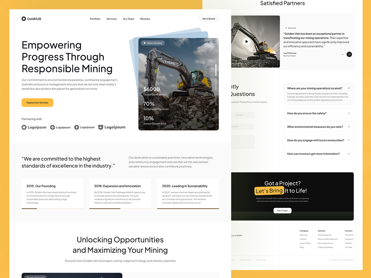 GoldHub – Mining Industry Website Design for Industrial Services Image 1