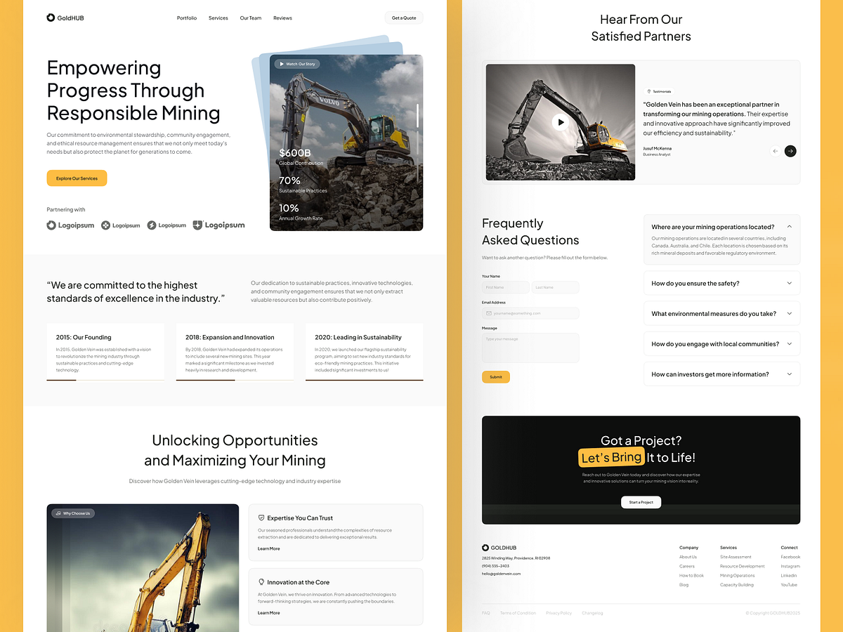 GoldHub – Mining Industry Website Design for Industrial Services Image 2