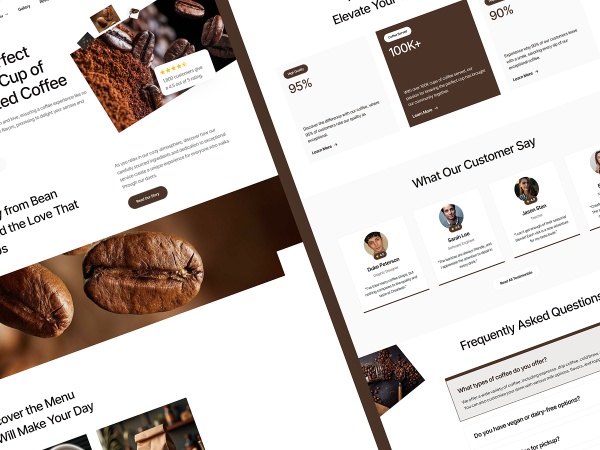 Caffein – Modern Coffee Shop & Café Landing Page Design Image 0
