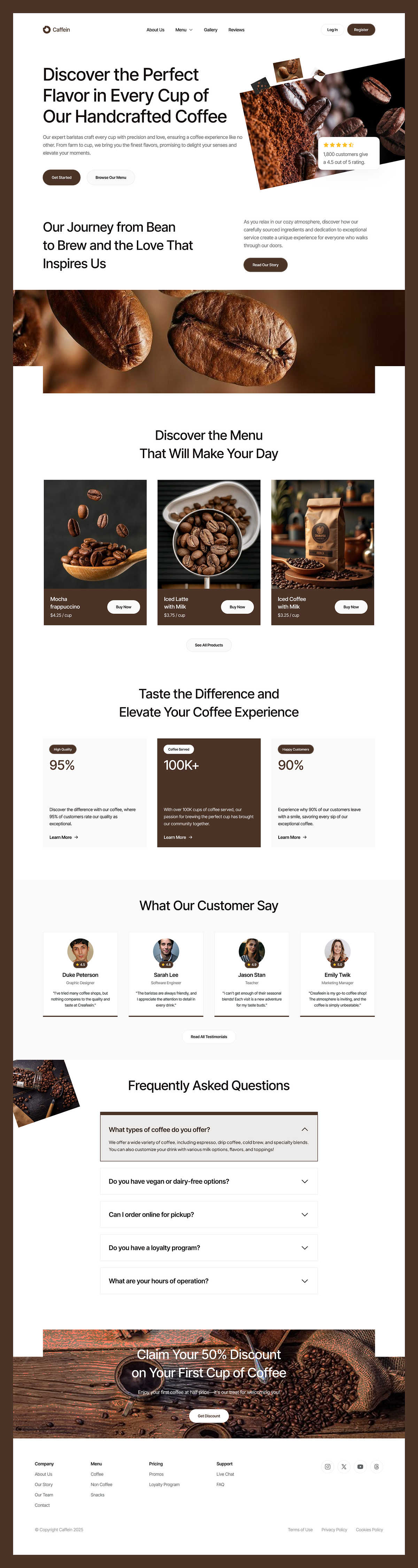 Caffein – Modern Coffee Shop & Café Landing Page Design Image 4