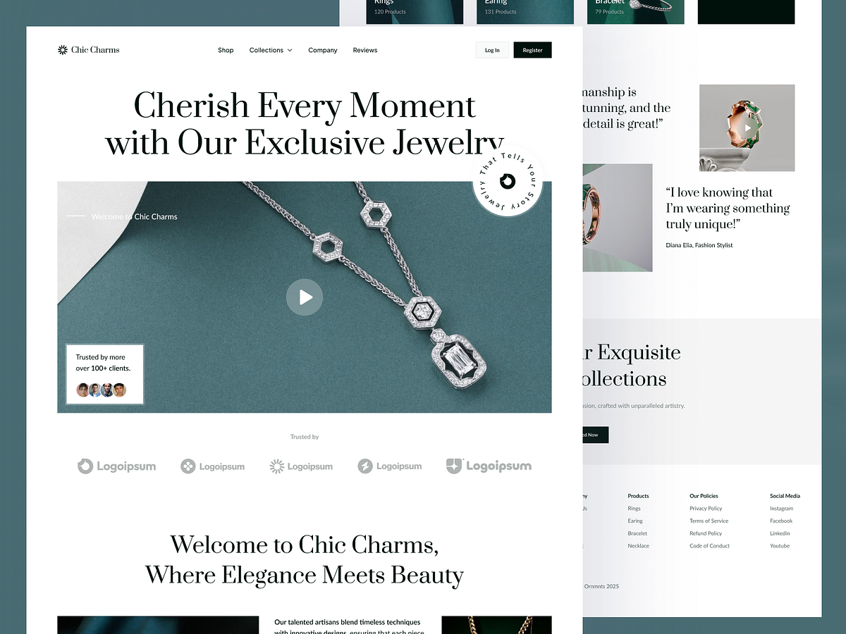 Chic Ornmnts – Elegant Jewelry Landing Page Design