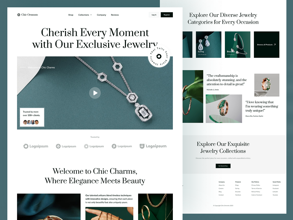 Chic Ornmnts – Elegant Jewelry Landing Page Design Image 1