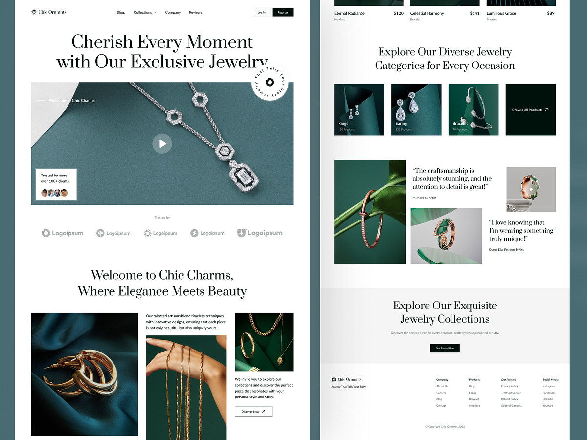 Chic Ornmnts – Elegant Jewelry Landing Page Design Image 2