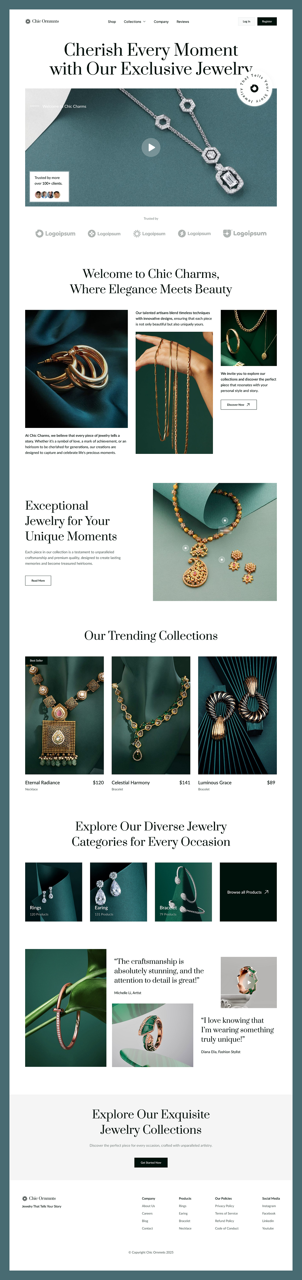 Chic Ornmnts – Elegant Jewelry Landing Page Design Image 4