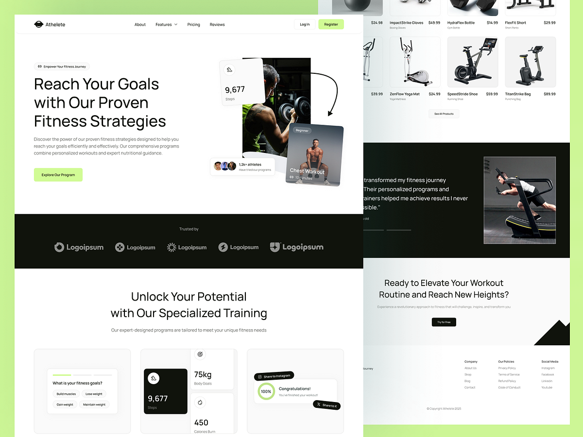 Athelete – High-Impact Fitness & Gym Landing Page Design Image 1