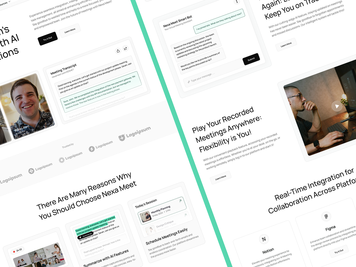 Hexa Meet – Smart AI Meeting Assistant Landing Page Design Image 3