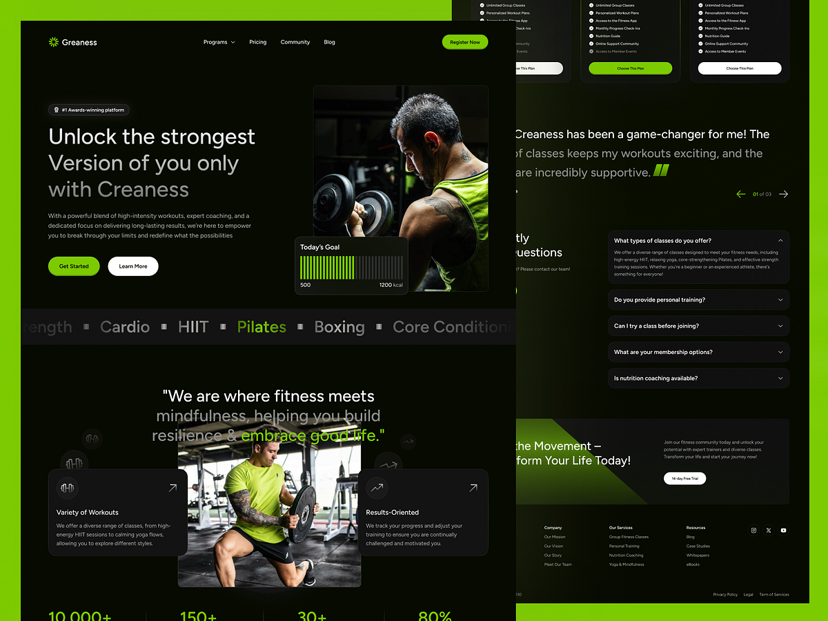Greaness – Energetic Fitness & Wellness Landing Page Design Image 2
