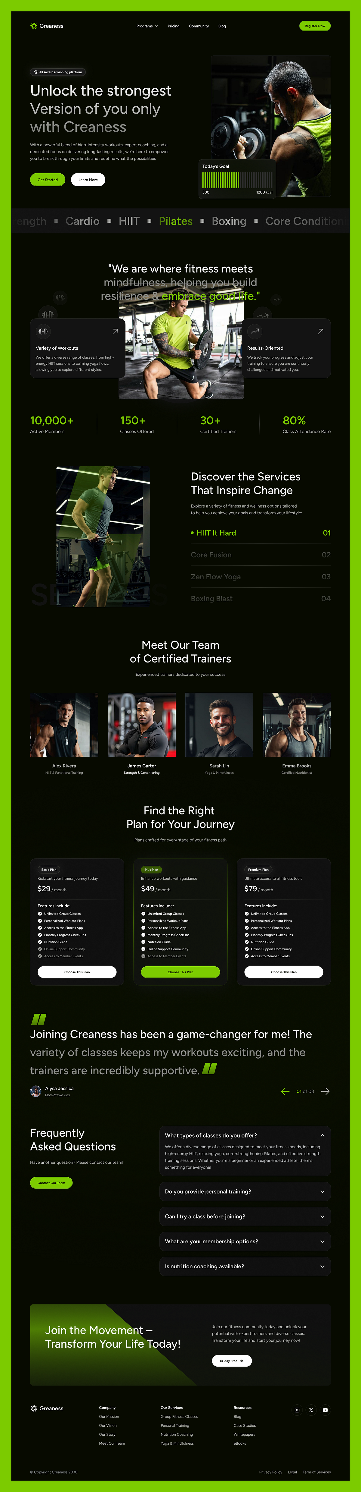 Greaness – Energetic Fitness & Wellness Landing Page Design Image 4