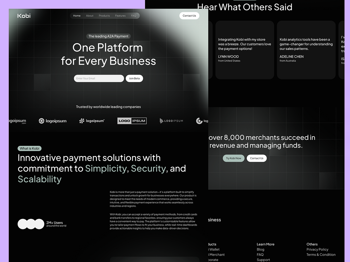 Kobi – Fintech Payment Platform Landing Page Image 0