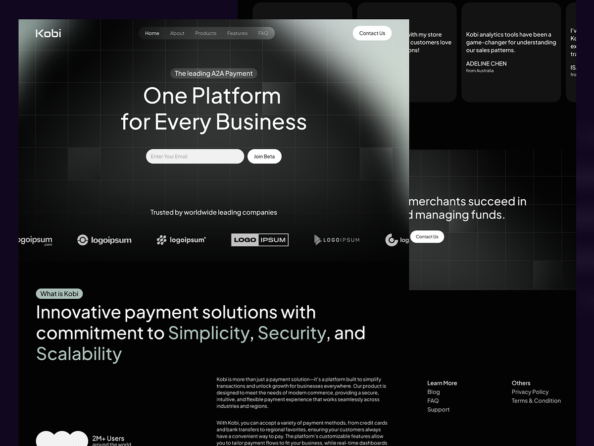 Kobi – Fintech Payment Platform Landing Page Image 1