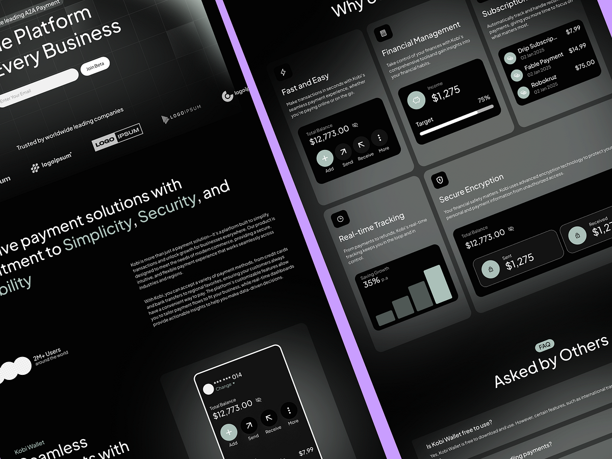 Kobi – Fintech Payment Platform Landing Page Image 2