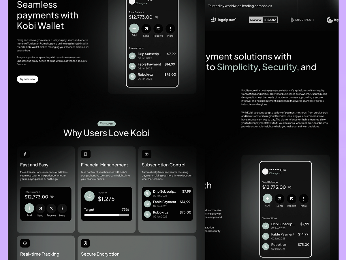 Kobi – Fintech Payment Platform Landing Page Image 3