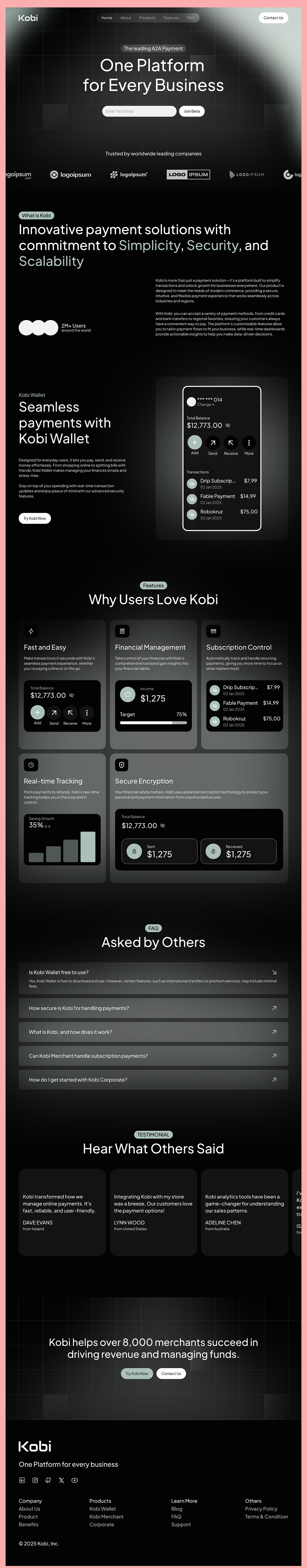 Kobi – Fintech Payment Platform Landing Page Image 4