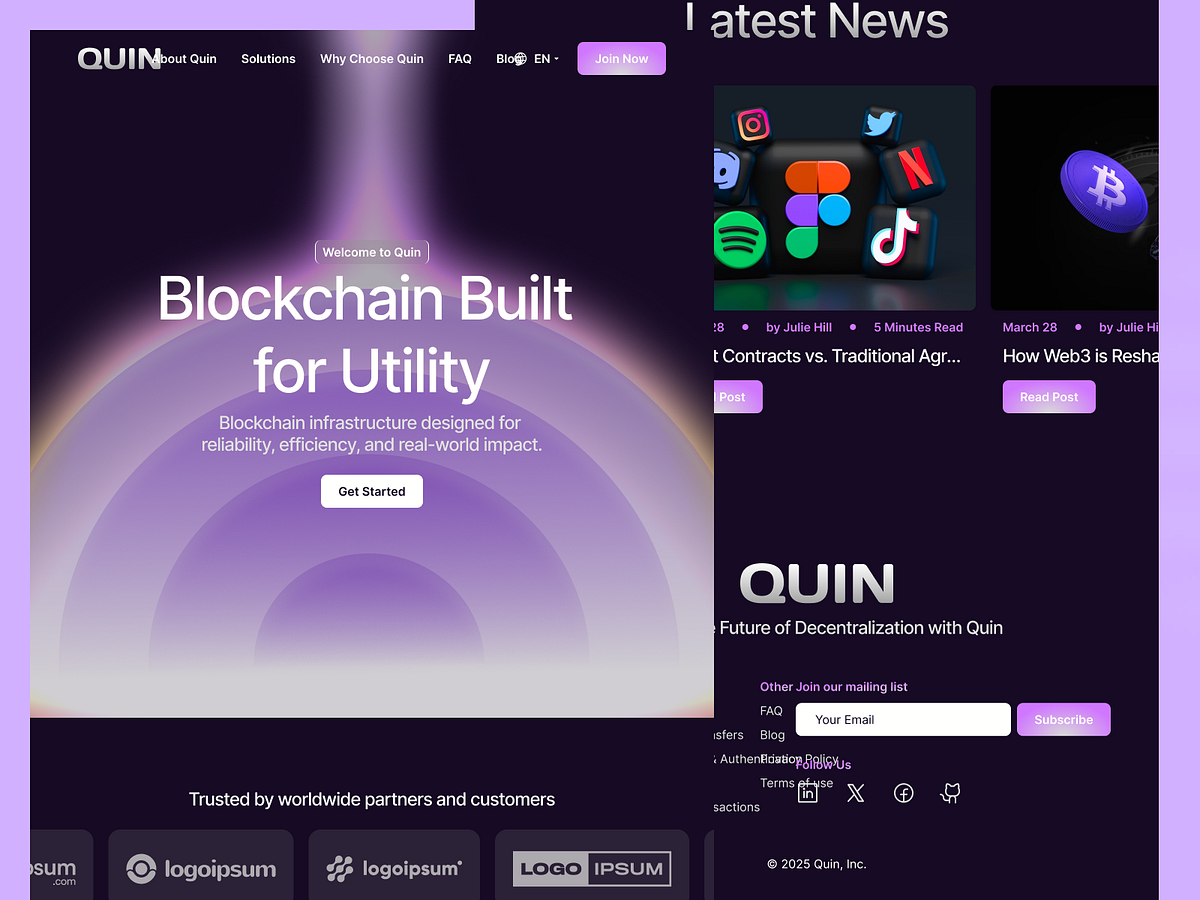 Quin – Web3 Blockchain Landing Page Design Image 0