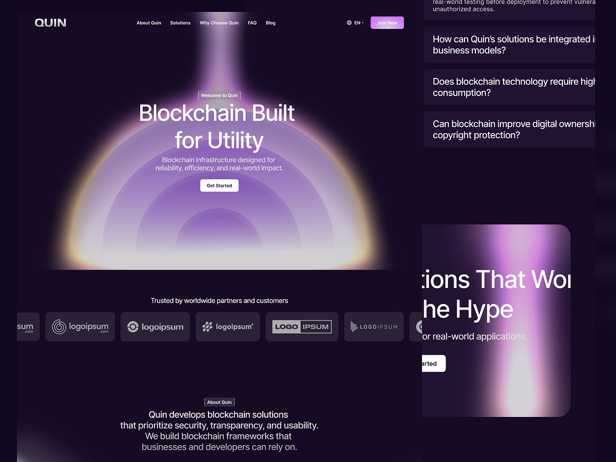 Quin – Web3 Blockchain Landing Page Design Image 1