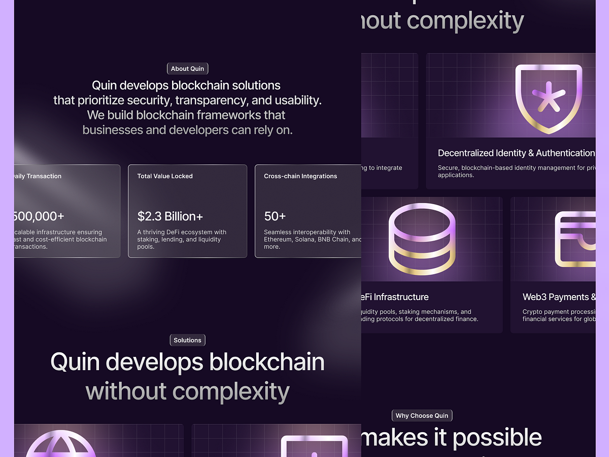Quin – Web3 Blockchain Landing Page Design Image 2