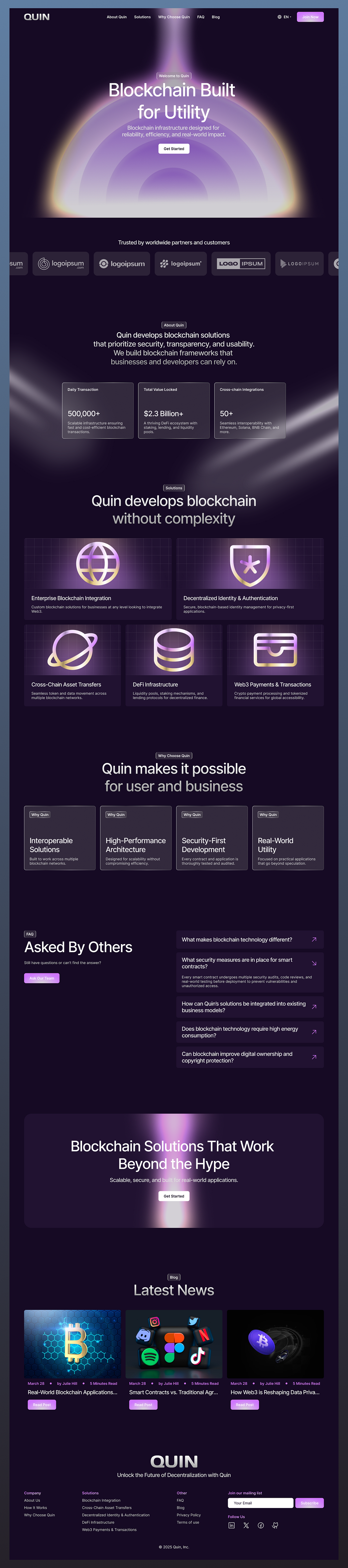 Quin – Web3 Blockchain Landing Page Design Image 4