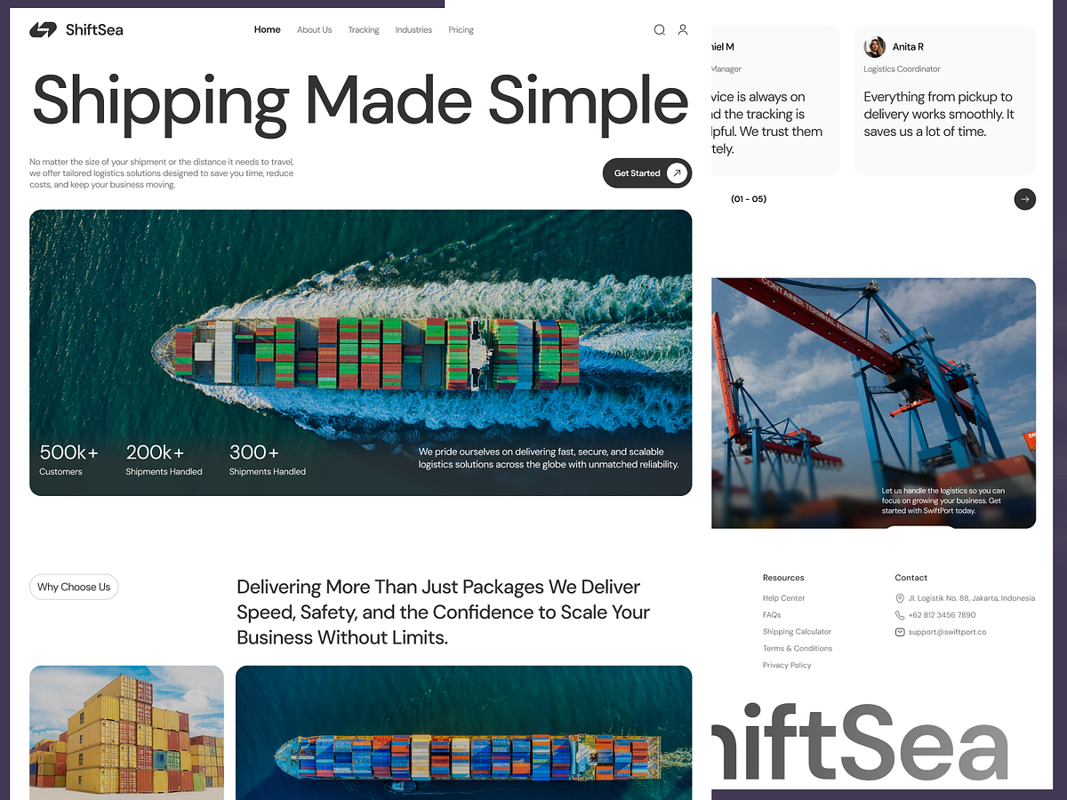 🚢 ShiftSea – Cargo Shipping Company Website Design