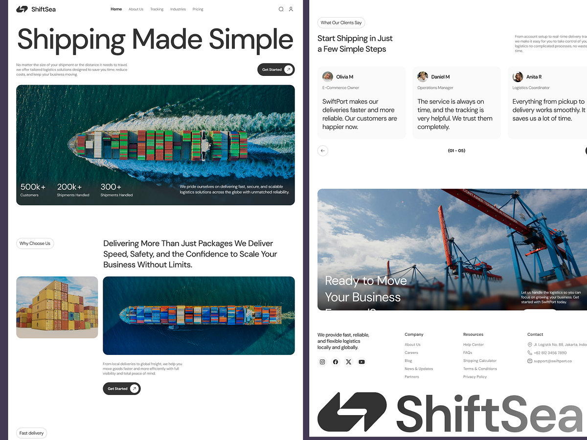 🚢 ShiftSea – Cargo Shipping Company Website Design Image 1