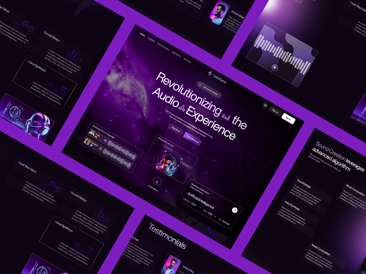 🎵 GenTune — AI-powered music platform landing page designed Image 1