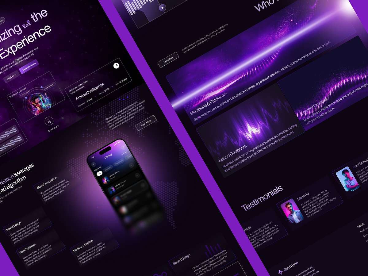🎵 GenTune — AI-powered music platform landing page designed Image 2