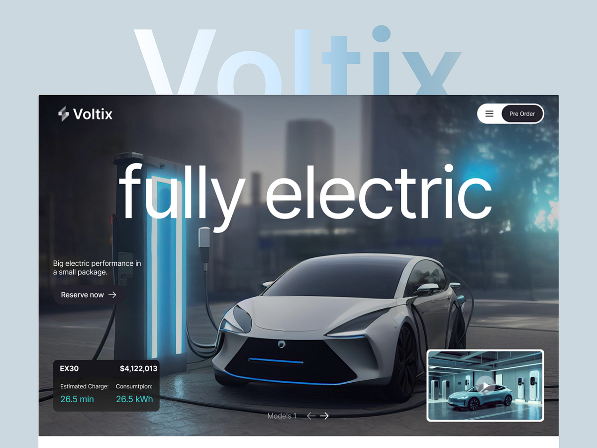 ⚡ Voltix — Fully Electric Vehicle Landing Page