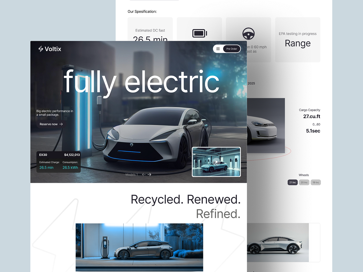 ⚡ Voltix — Fully Electric Vehicle Landing Page Image 0