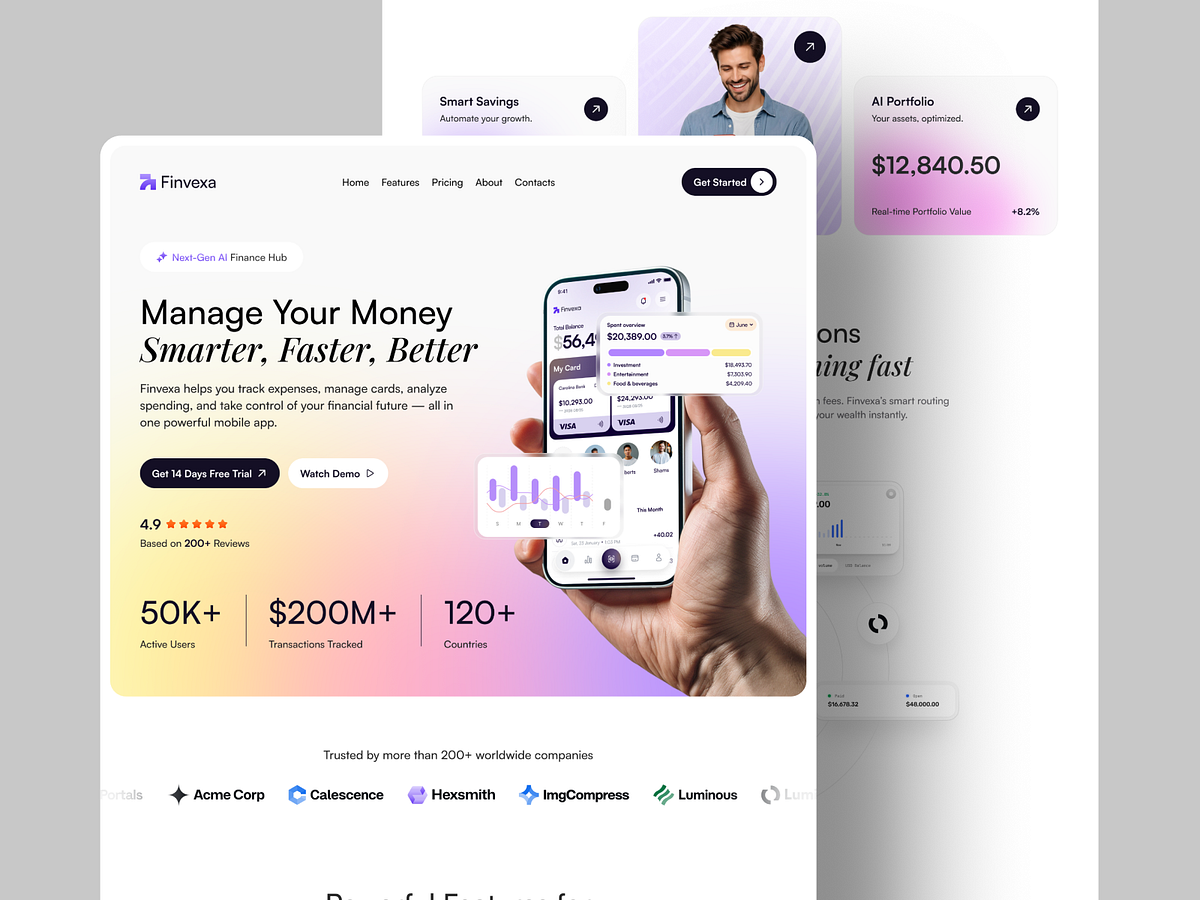 💰 Finvexa — Fintech Mobile App Landing Page Image 0