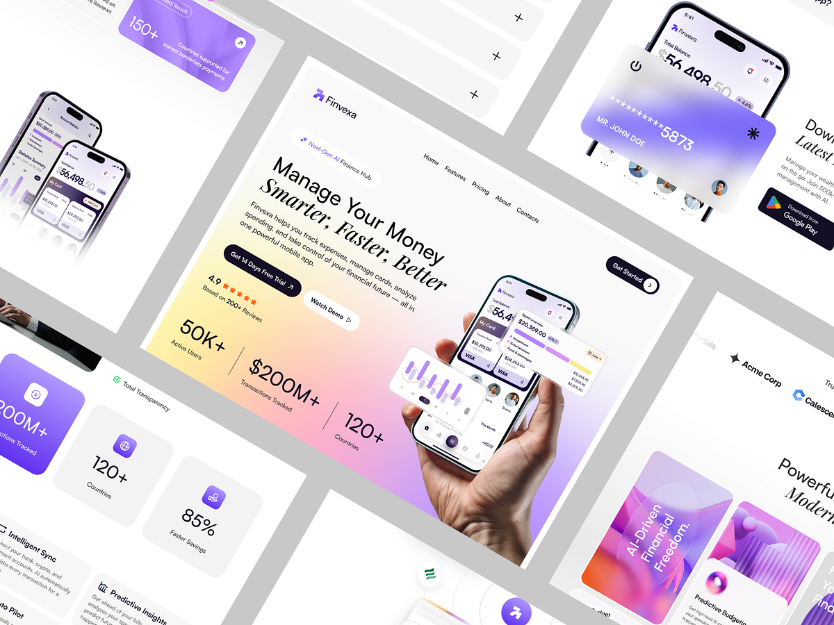 💰 Finvexa — Fintech Mobile App Landing Page Image 1