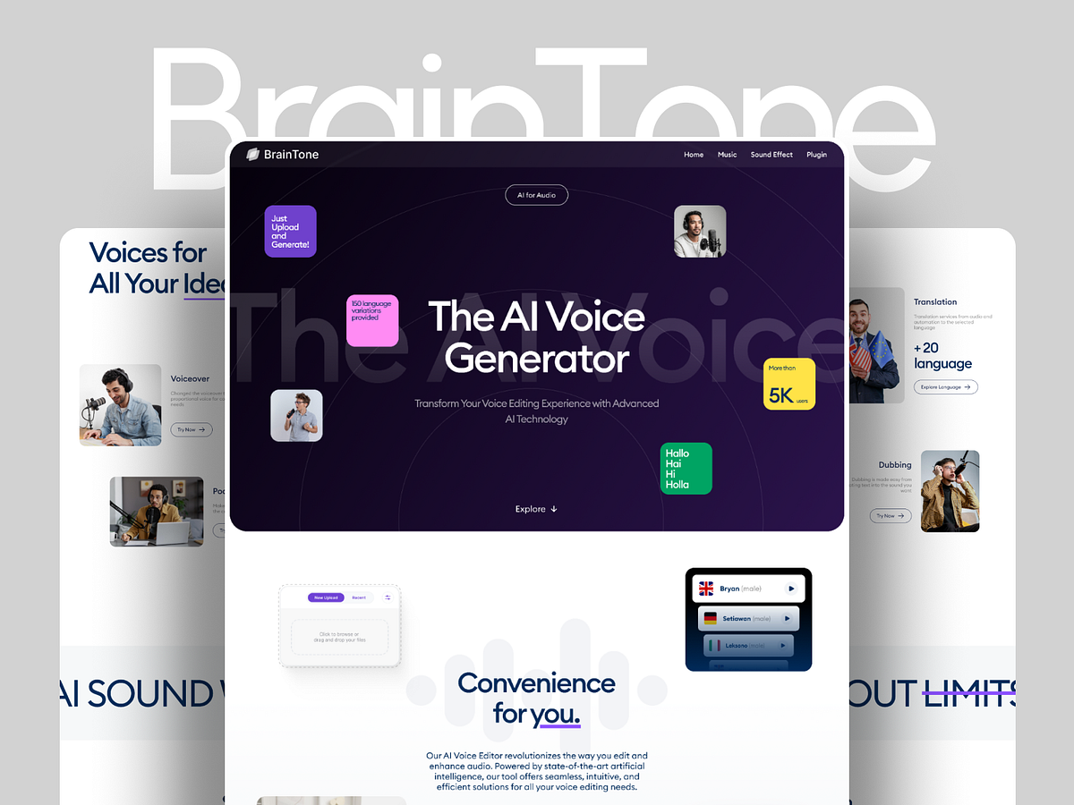 🎙️ BrainTone — AI Audio Landing Page