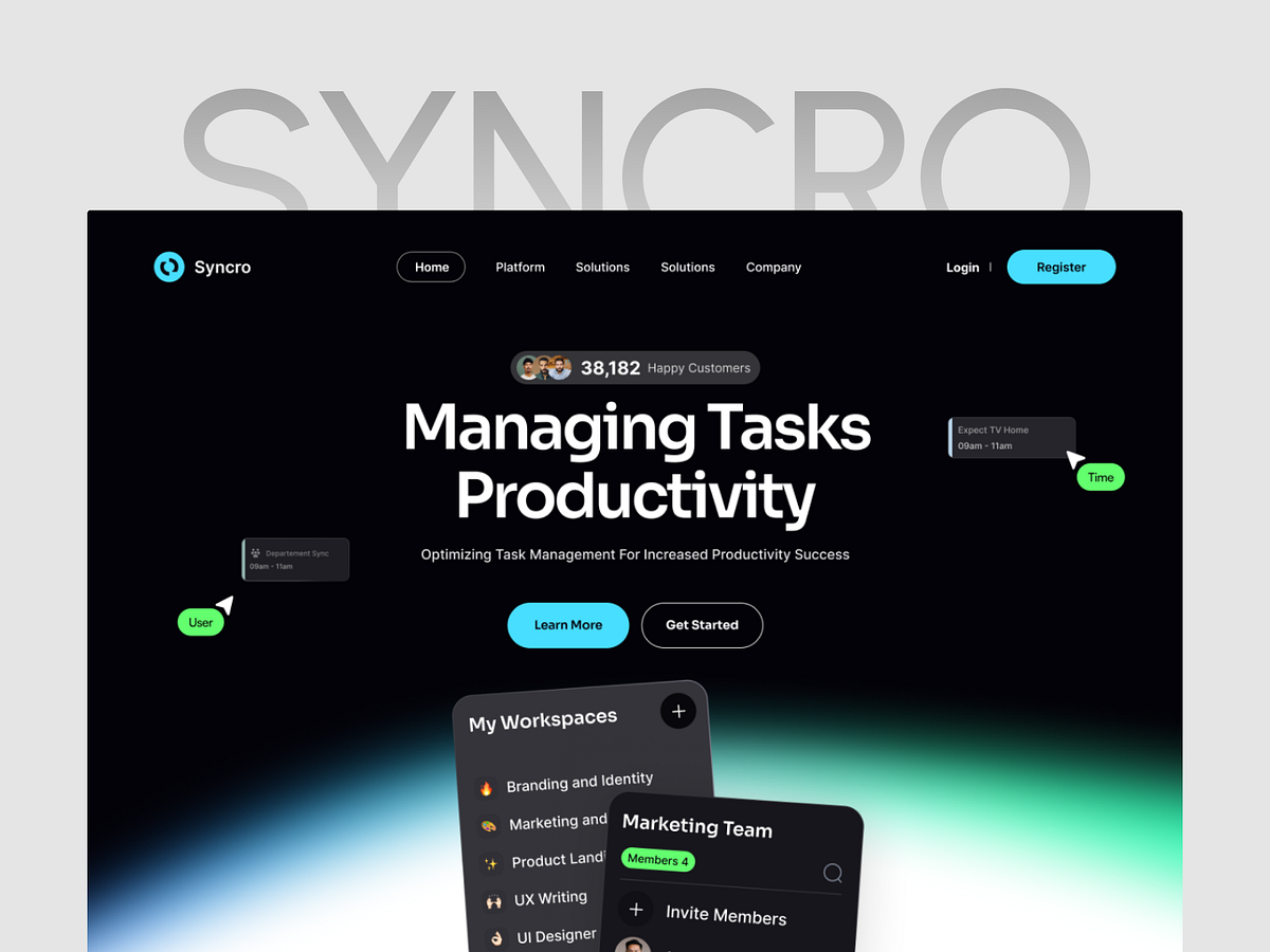 Synroc – Task Management SaaS Landing Page ✅⚡ Image 1