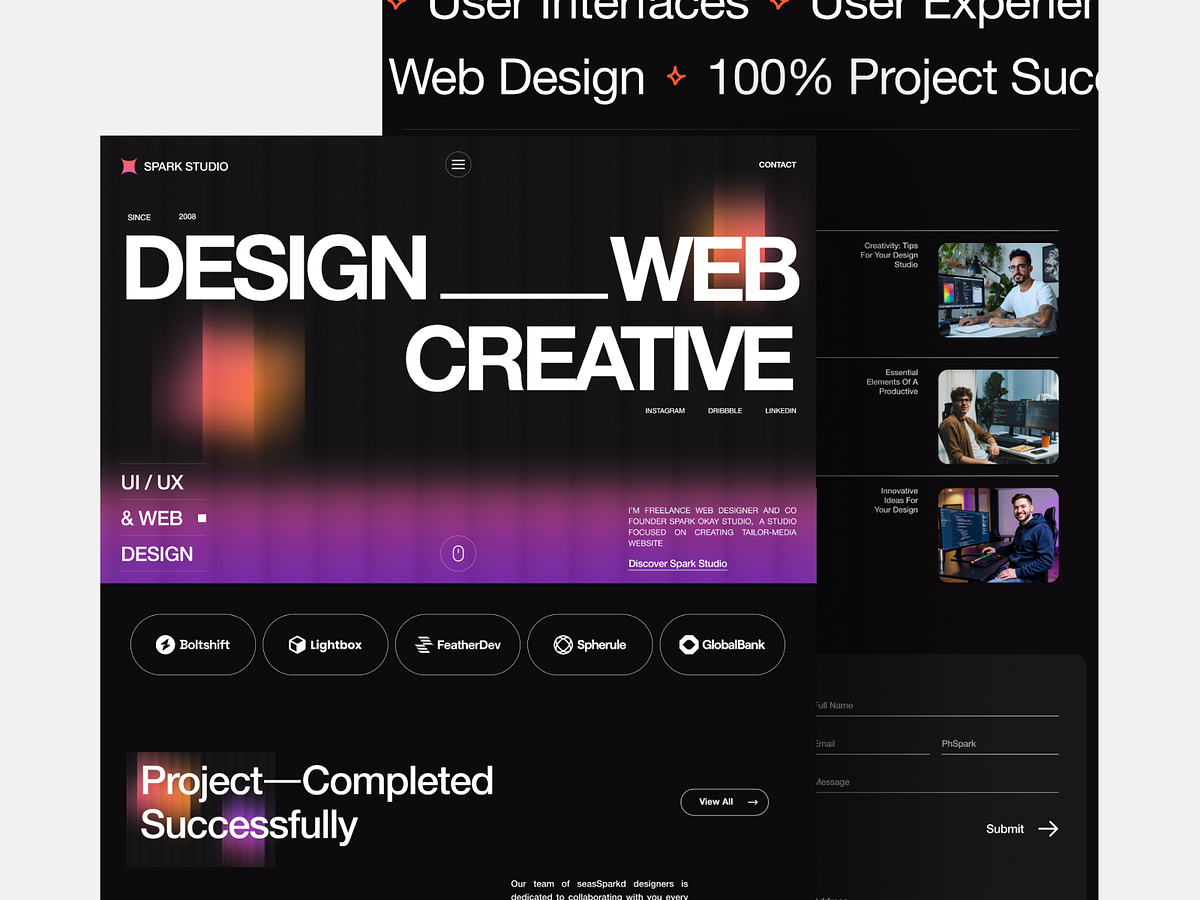 Spark Studio – UI/UX Design Agency Landing Page 🎨⚡ Image 2