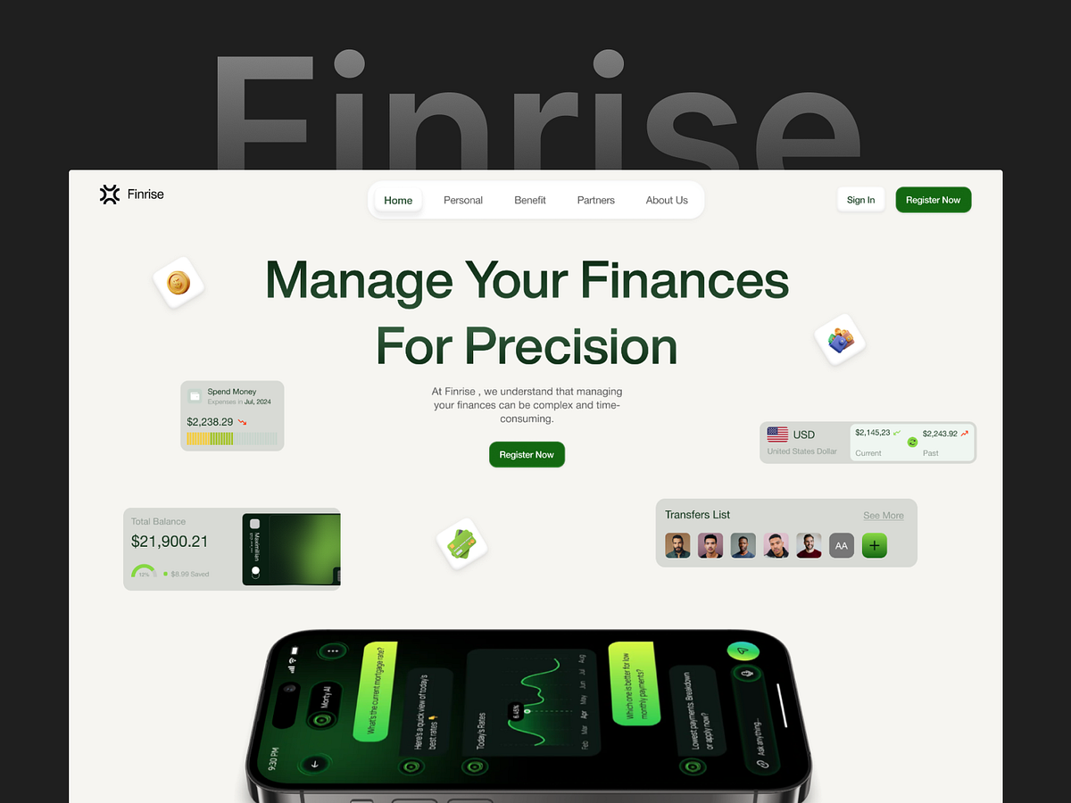 Fintrise – Finance Platform Landing Page 💰