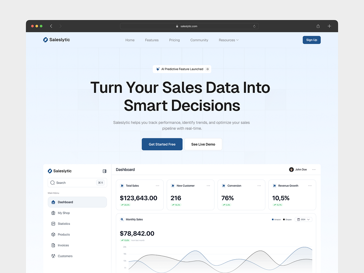 Saleslytic – Smart AI Sales Hero Section