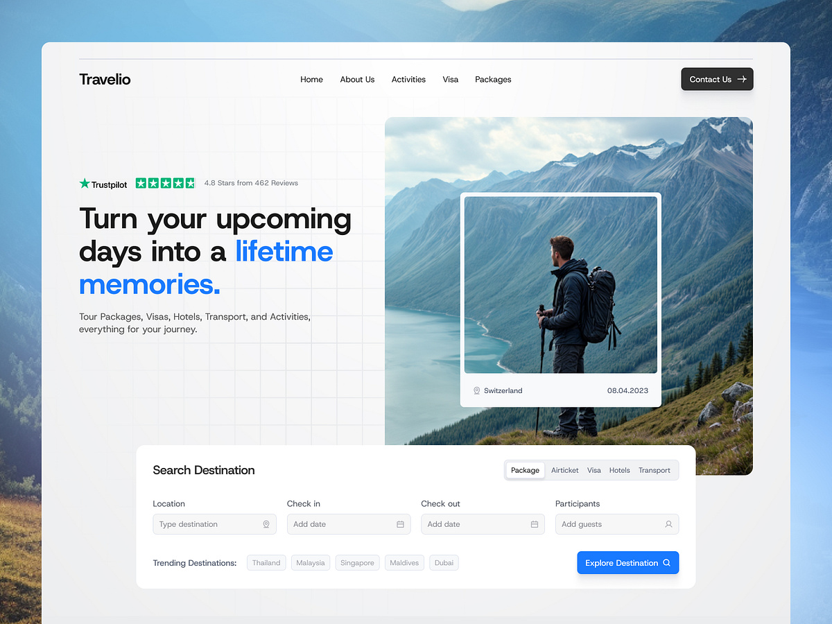 Travel Booking Landing Page UI Design