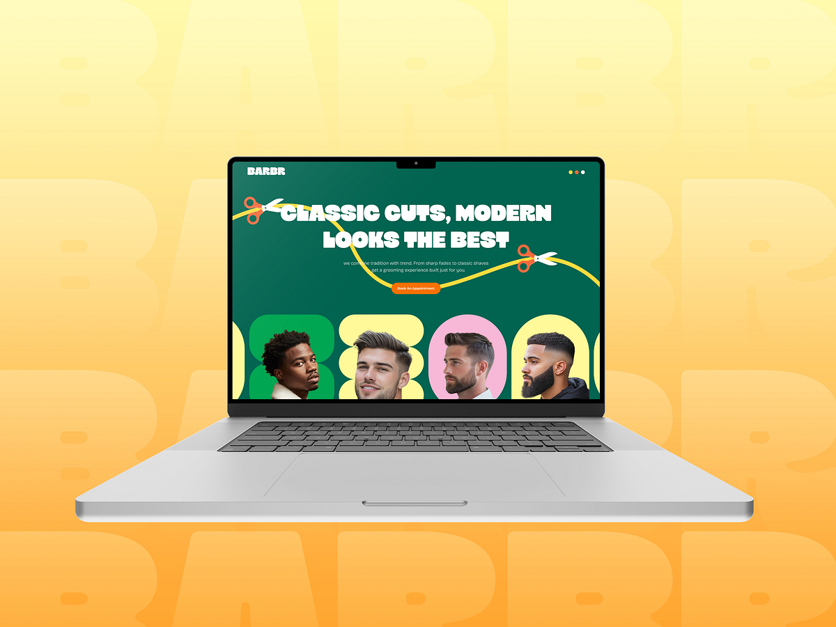 Barber, Salon Website Landing Page UI Design for Barbershop Image 2