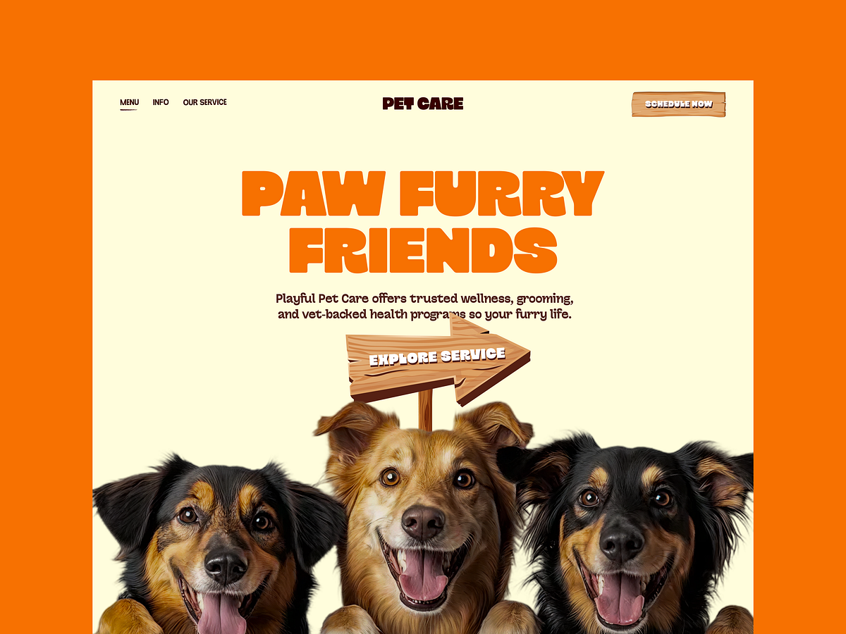 Pet Care Website Landing Page Design by Taqwah
