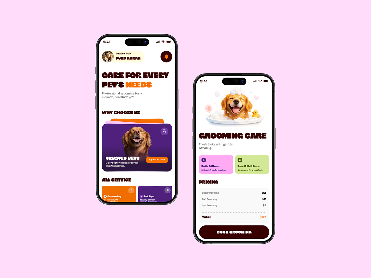 Pet Care Mobile App Design Image 0