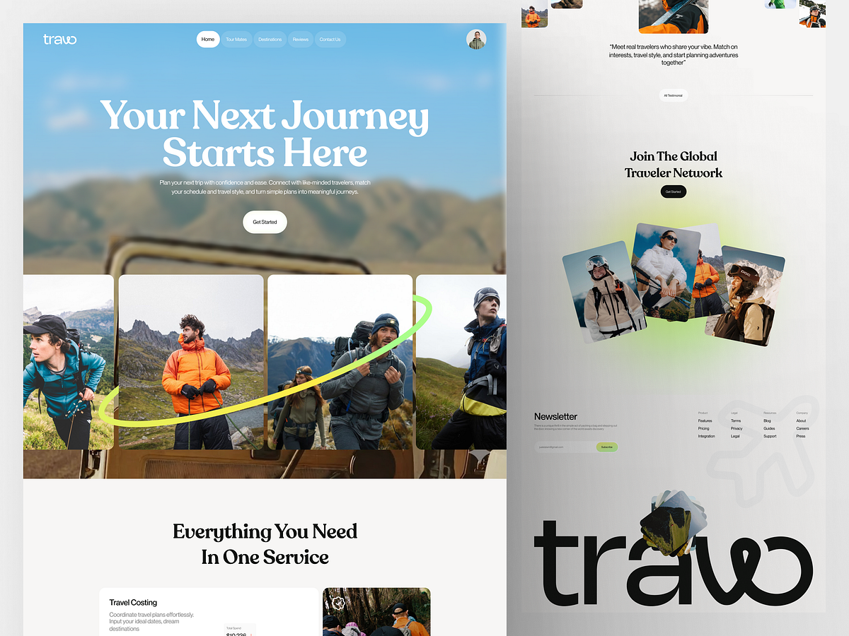 Traw – Travel Website Landing Page Design