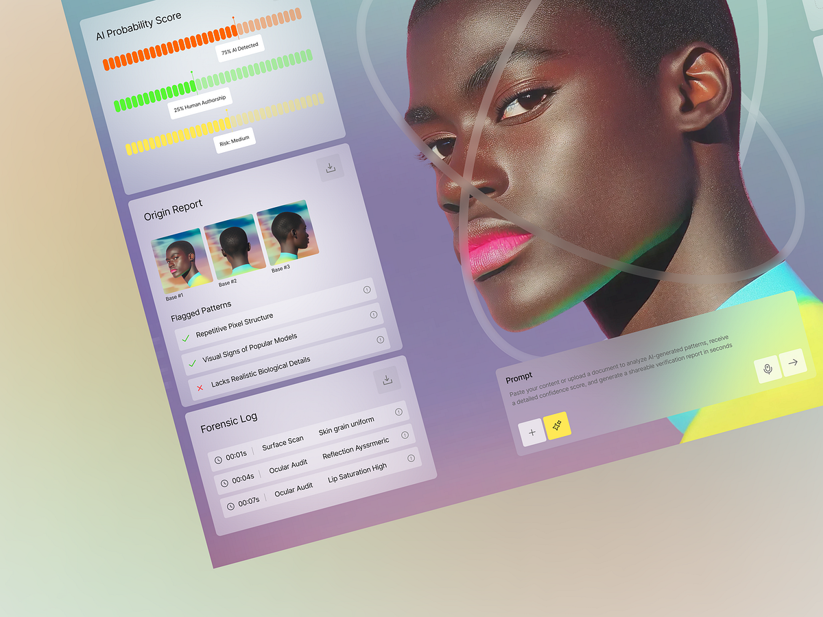 AI Detection Web App UI Design for Content Verification