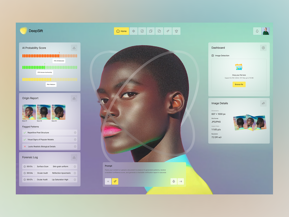 AI Detection Web App UI Design for Content Verification Image 0