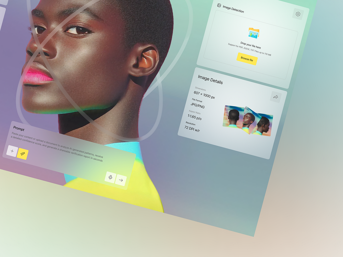 AI Detection Web App UI Design for Content Verification Image 1