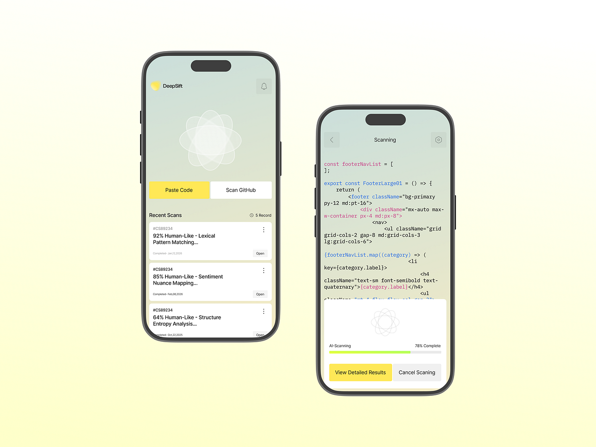 DeepSift - AI Content Detection Mobile App Design Image 1