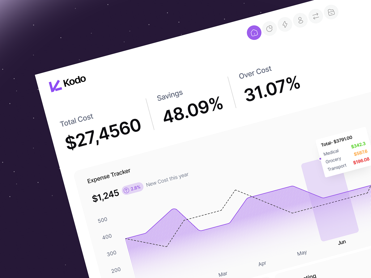 KODO - Finance Dashboard UI Design for Family Expense Tracking Image 0