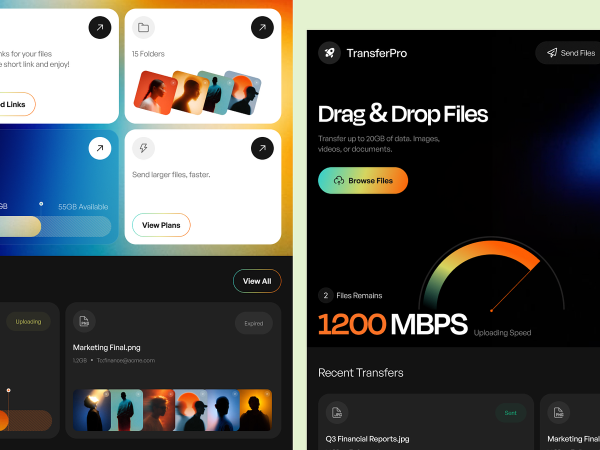 File Transfer SaaS Dashboard UI | Cloud Storage & Sharing Image 1