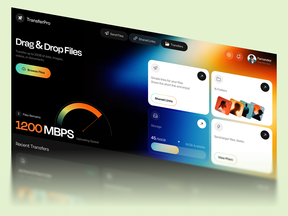 File Transfer SaaS Dashboard UI | Cloud Storage & Sharing Image 2