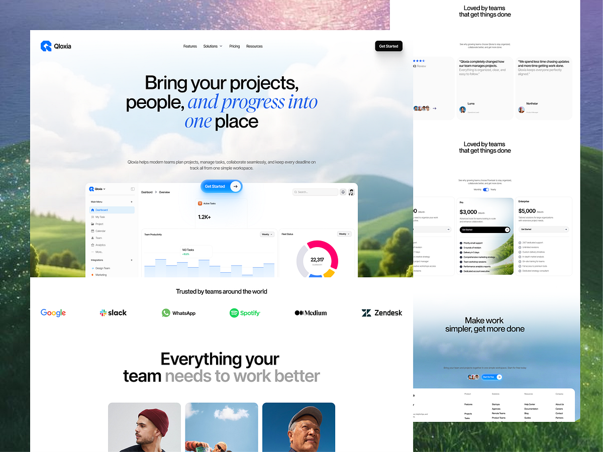 Modern Project Management & Team Collaboration SaaS Web Design