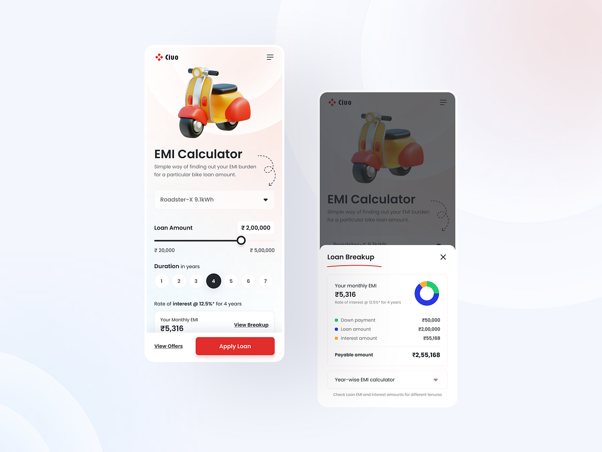 Two-wheeler EMI calculator: Designing clarity for real users
